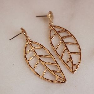 Alice and James Brand New Gold Leaf Earrings